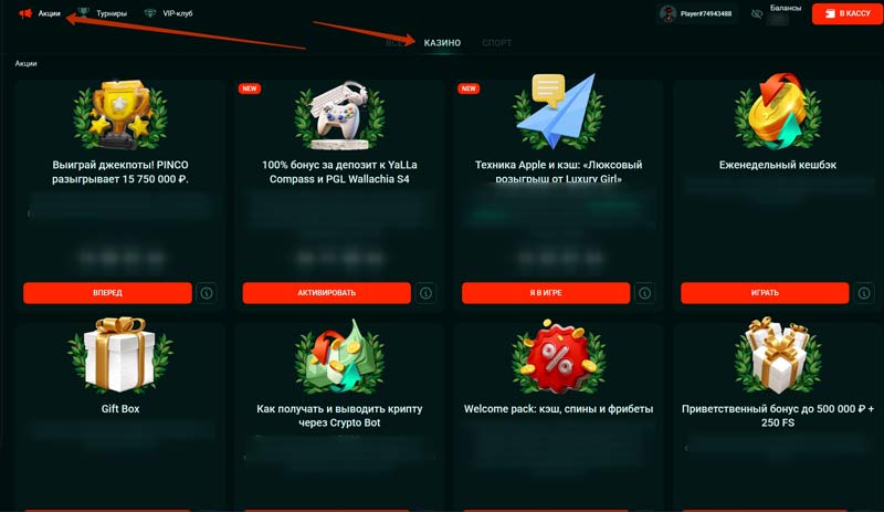 Акции платформы